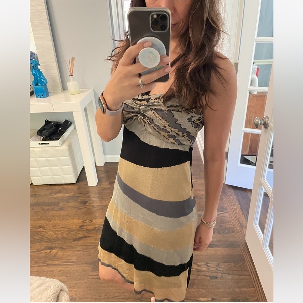 Hale Bob Strapless Halter Knit Dress